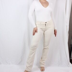 Vintage Ivory/Ecru/Cream Corduroy pants. Mid rise, and straight leg. Size: 4
